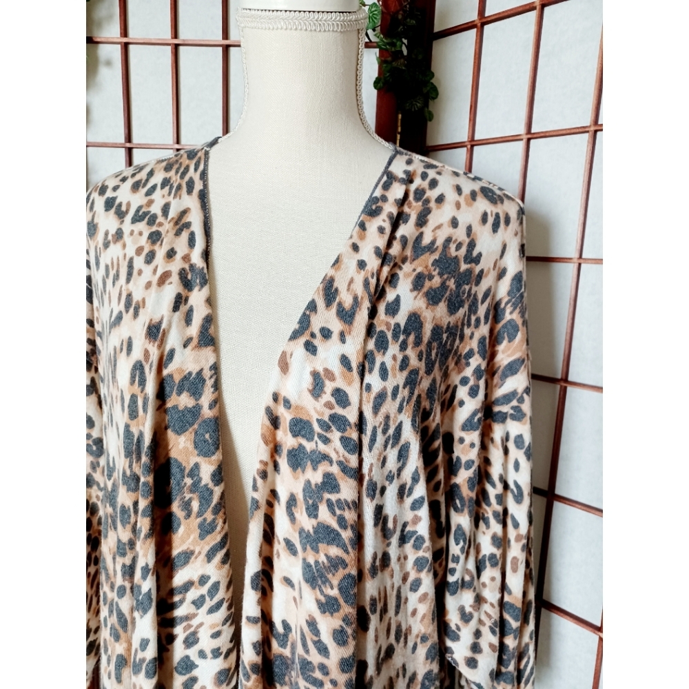 Lularoe Leopard Print Open Front Duster Cardigan - image 3